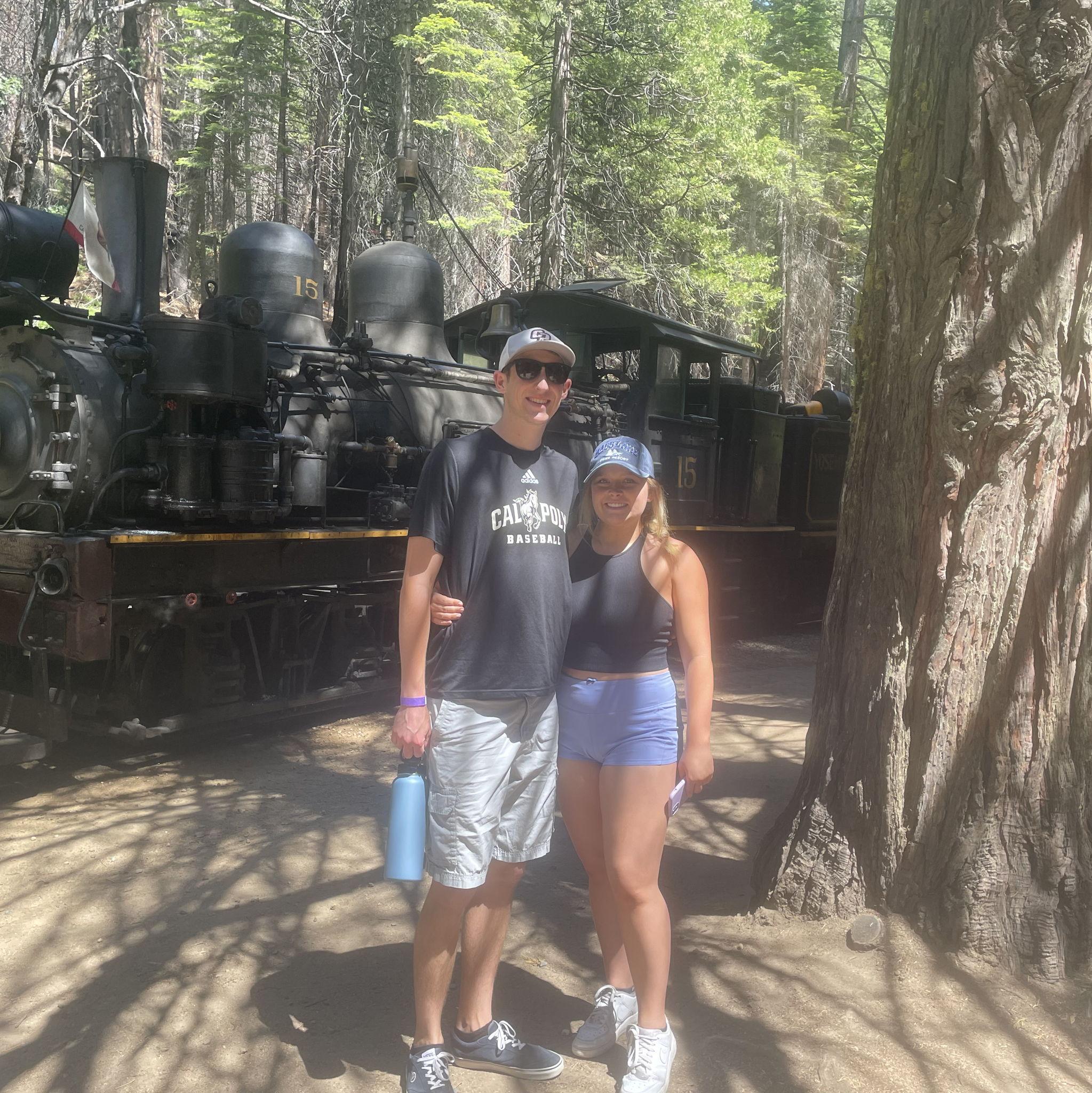 Riding the Sugar Pine Railroad on our Yosemite adventure.
