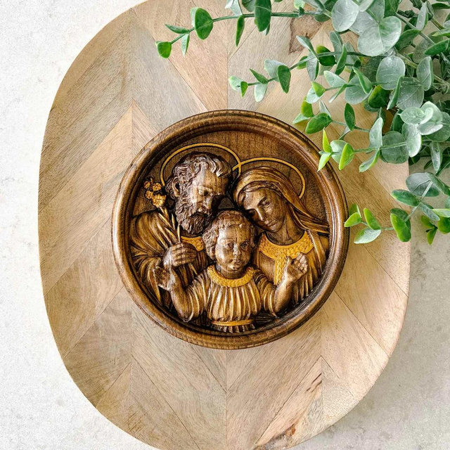 Holy Family Plaque - Gold