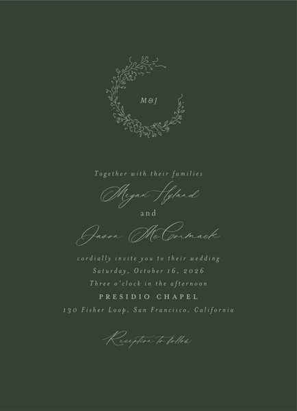 Sequoia Portrait | Deep Forest | Zola Wedding Invitations