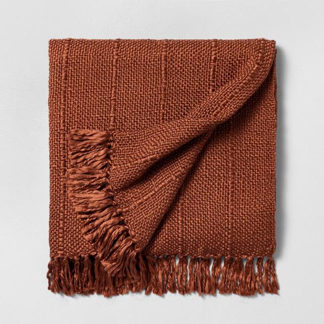 50" x 60" Fringe Throw Rust - Hearth & Hand™ with Magnolia