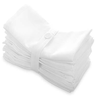 Aunti Em's Kitchen White Cotton Napkins Cloth 20 x 20 Oversized 100% Natural Bulk Linens for Dinner, Events, Weddings, Set of 12