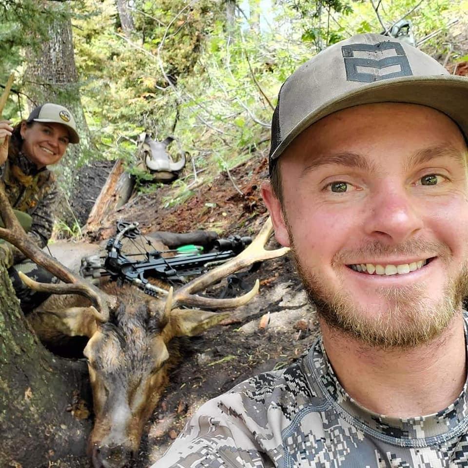 The rut was on! Mitchel called in this young bull to 17 yards for Jen's first crossbow bull.
