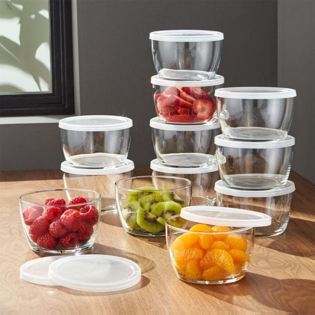 Clear Glass Bowl with Lid Set of 12