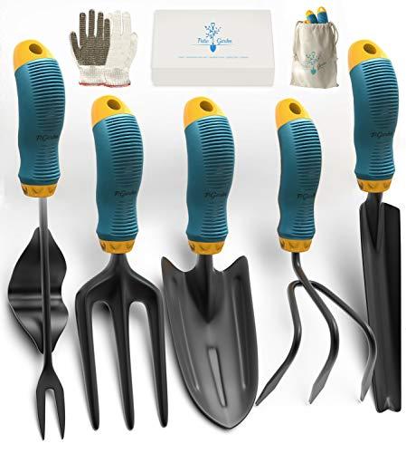 Gardening Tools Set from Alloy Steel - Heavy Duty Garden Tool Set with Rubber Non-Slip Handle - Gardening Kit with Gloves and Bag - Ergonomic Garden Hand Tools - Gardening Gifts for Men and Women