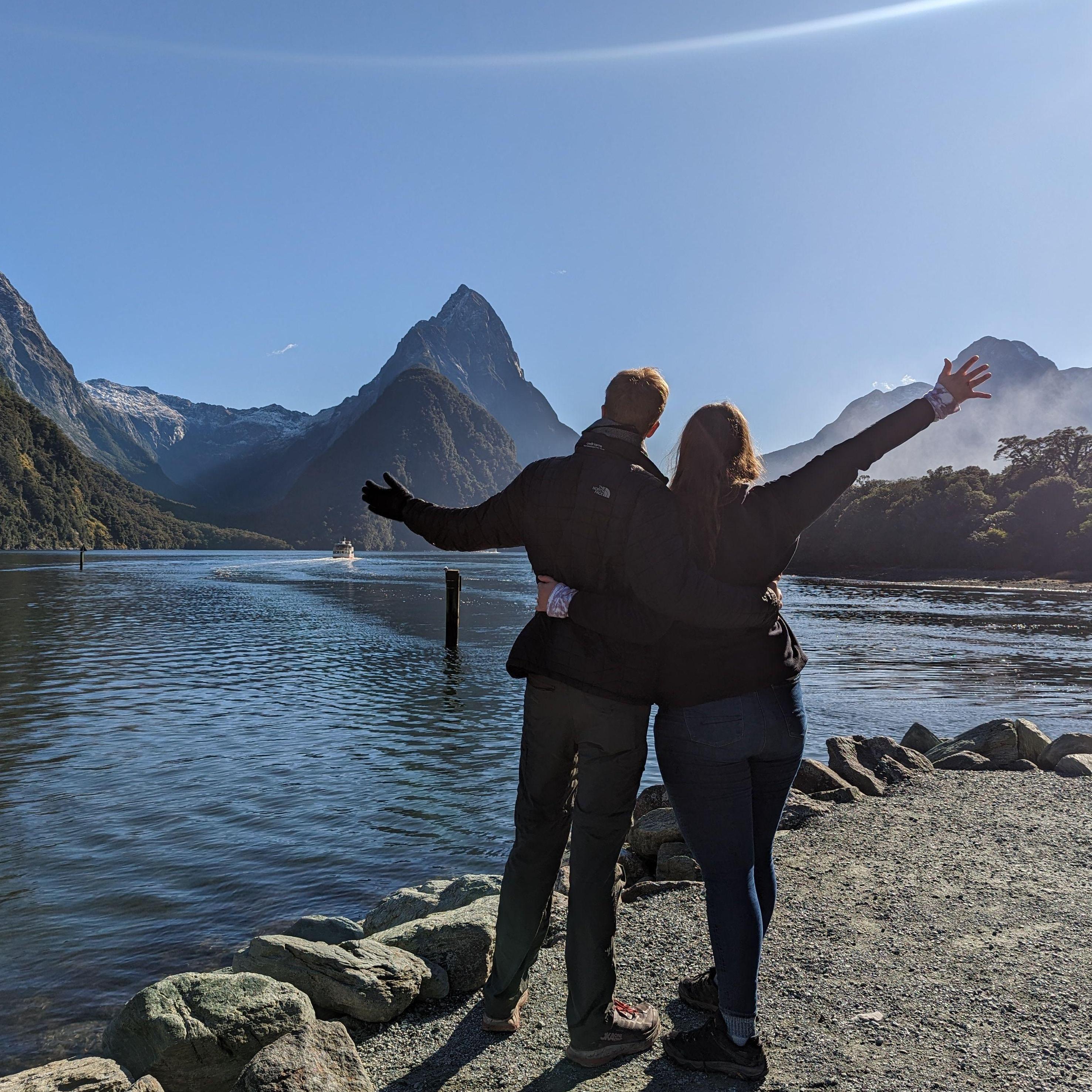Milford Sound, NZ! Matt made friends with all of the Keas that landed on our car.