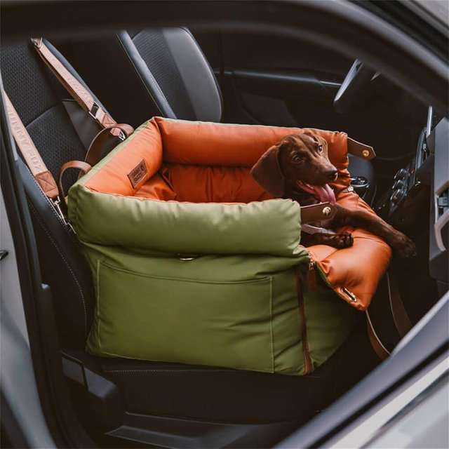 FUNNYFUZZY Dog Car Seat for Medium Sized Dogs, Waterproof 3 in 1 Soft Leather Dog Car Bed for Travel and Home,Portable and Safety,Fits Pets Up to 40 lbs(Green)