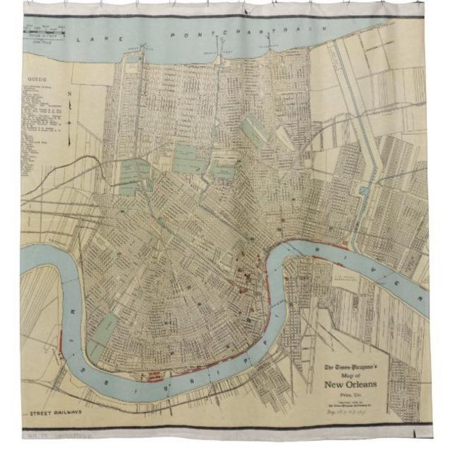 Vintage Map of New Orleans (1919) Shower Curtain