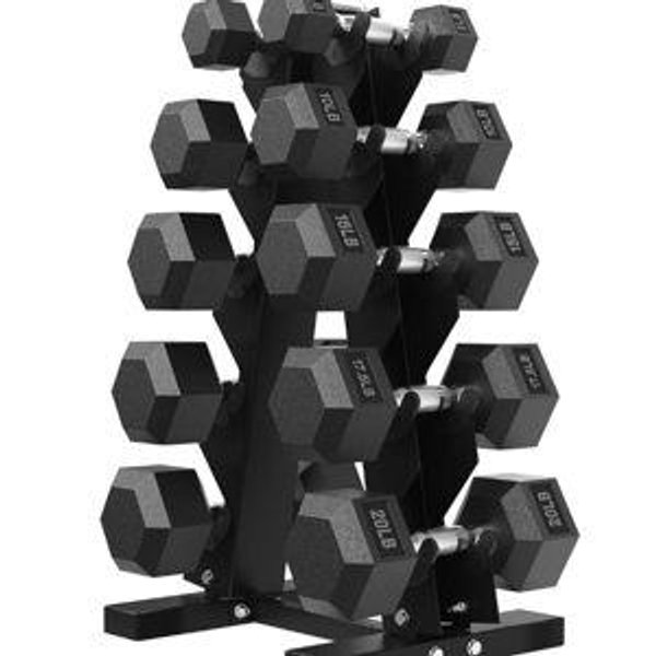 HANDBODE Hex Dumbbell Sets with Rack, 100-165 lb Rubber Encased Dumbbells for Strength Training, Exercise & Fitness, Home Gym Weight Set with Rack
