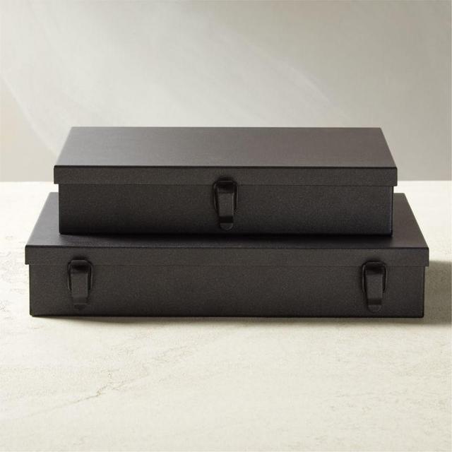 Italian Metal Storage Boxes Set of 2