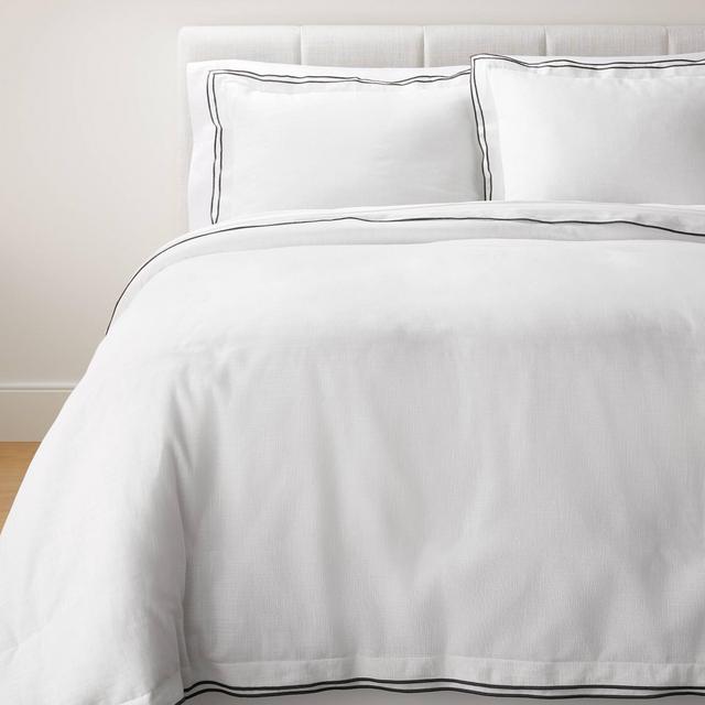 King Double Flange Merrow Stitch Duvet Cover & Sham Set White/Dark Gray - Threshold™ designed with Studio McGee