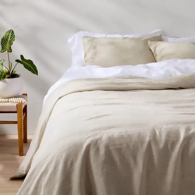 Full/Queen Linen Duvet Set Natural Linen - Casaluna™