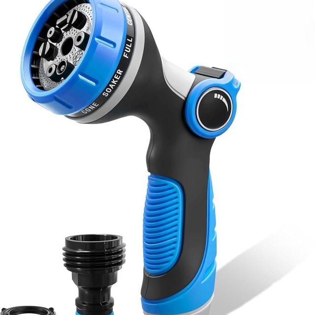 Garden Hose Nozzle,Hose Spray Nozzle with Adjustable 10 Watering Patterns,Slip Resistant High Pressure Water Hose Nozzle Sprayer for Plants & Lawns Watering,Car Washing and Pet Showering