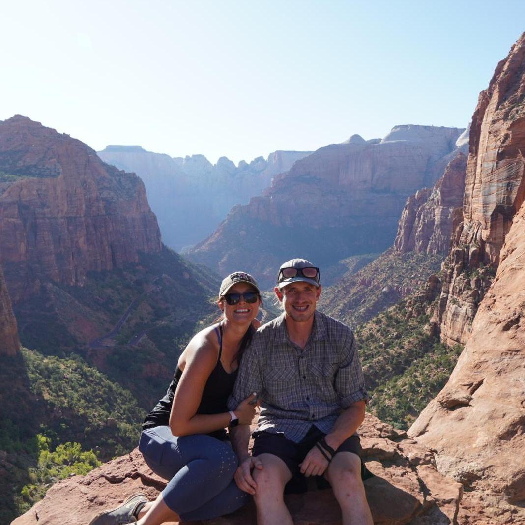 This is Zion National Park in Utah! We spent the week there exploring 5 national parks, hiking, backpacking, and visiting our friend Shelly.