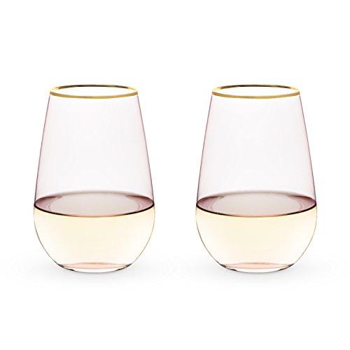 Garden Party: Rose Crystal Stemless Wine Glass Set by Twine