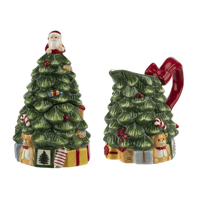 Spode - Christmas Tree Collection - Sugar & Creamer Set - 6 oz. Capacity - Made with Earthenware - Dishwasher & Microwave Safe