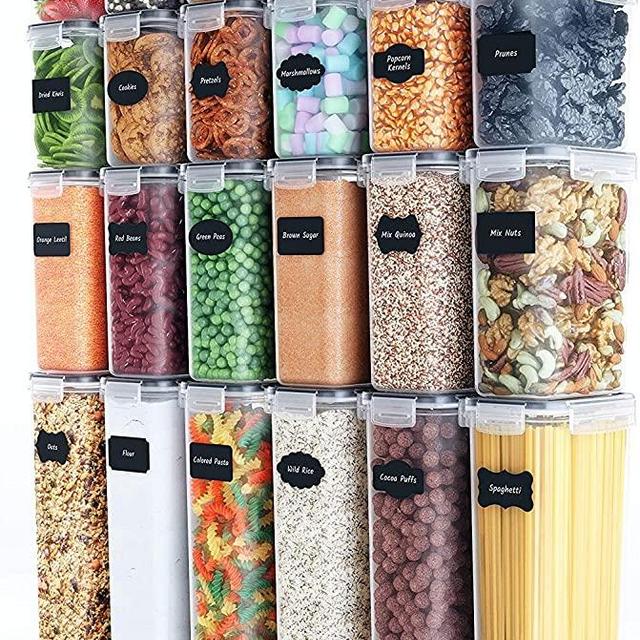 Airtight Food Storage Container Set - 36 Piece, Kitchen & Pantry Organization, BPA-Free, Plastic Canisters with Durable Lids Ideal for Cereal, Flour & Sugar - Labels, Marker & Spoon Set