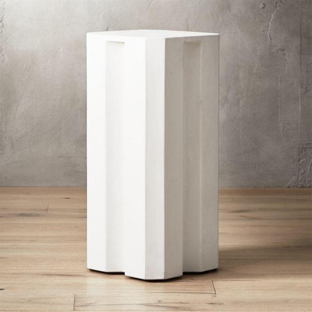 Hex Small Ivory Cement Pedestal Table