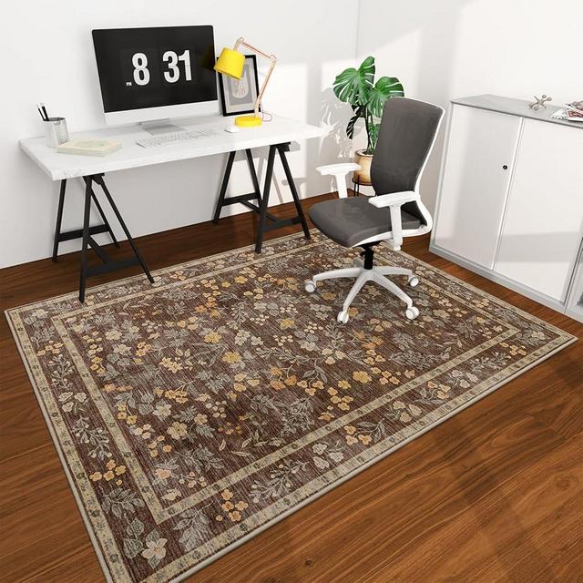 chakme Office Chair Mat for Hardwood Floor, 72"x48" Easy Glide Computer Desk Mat Protector for Rolling Chair Under Desk Rug Nonslip Backing, Machine Wash, (Floral)