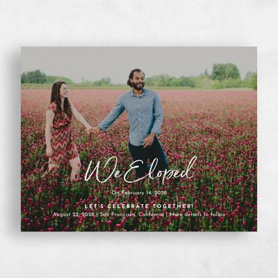 White Reception Only Wedding Save the Date - Riverside Elopement