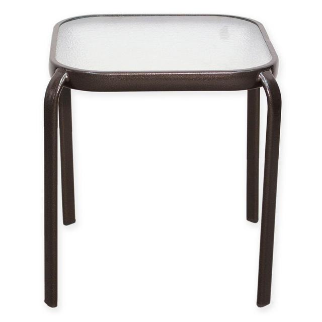 Never Rust Outdoor Aluminum and Glass End Table in Brown