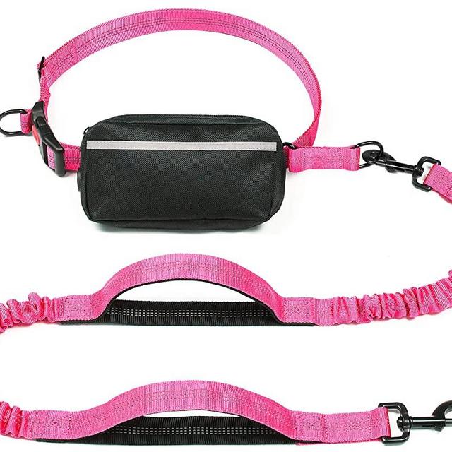 iYoShop Hands Free Dog Leash with Zipper Pouch, Dual Padded Handles and Durable Bungee for Small Medium and Large Dogs