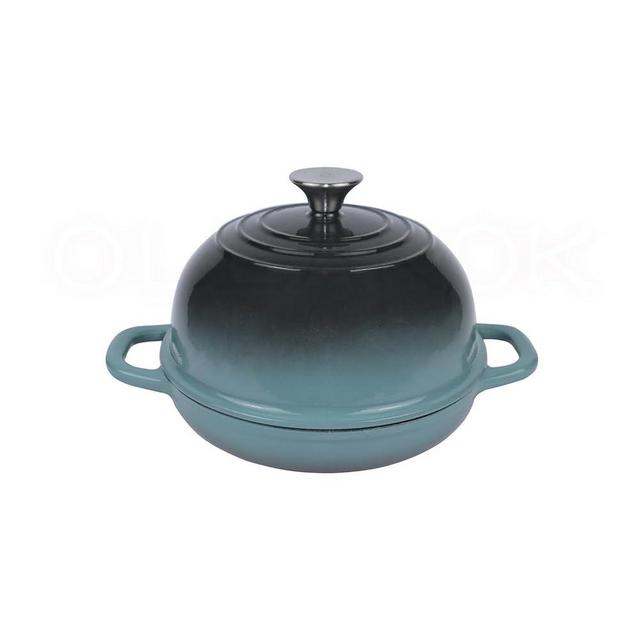 OLLAKOK Dutch Oven for Bread Baking Dutch Oven for Sourdough Bread Baking Enameled Cast Iron Dutch Oven Pot with Lid Cast Iron Bread Pan Enamel Bread Dutch Oven, 5 qt Bread Oven, Cyan