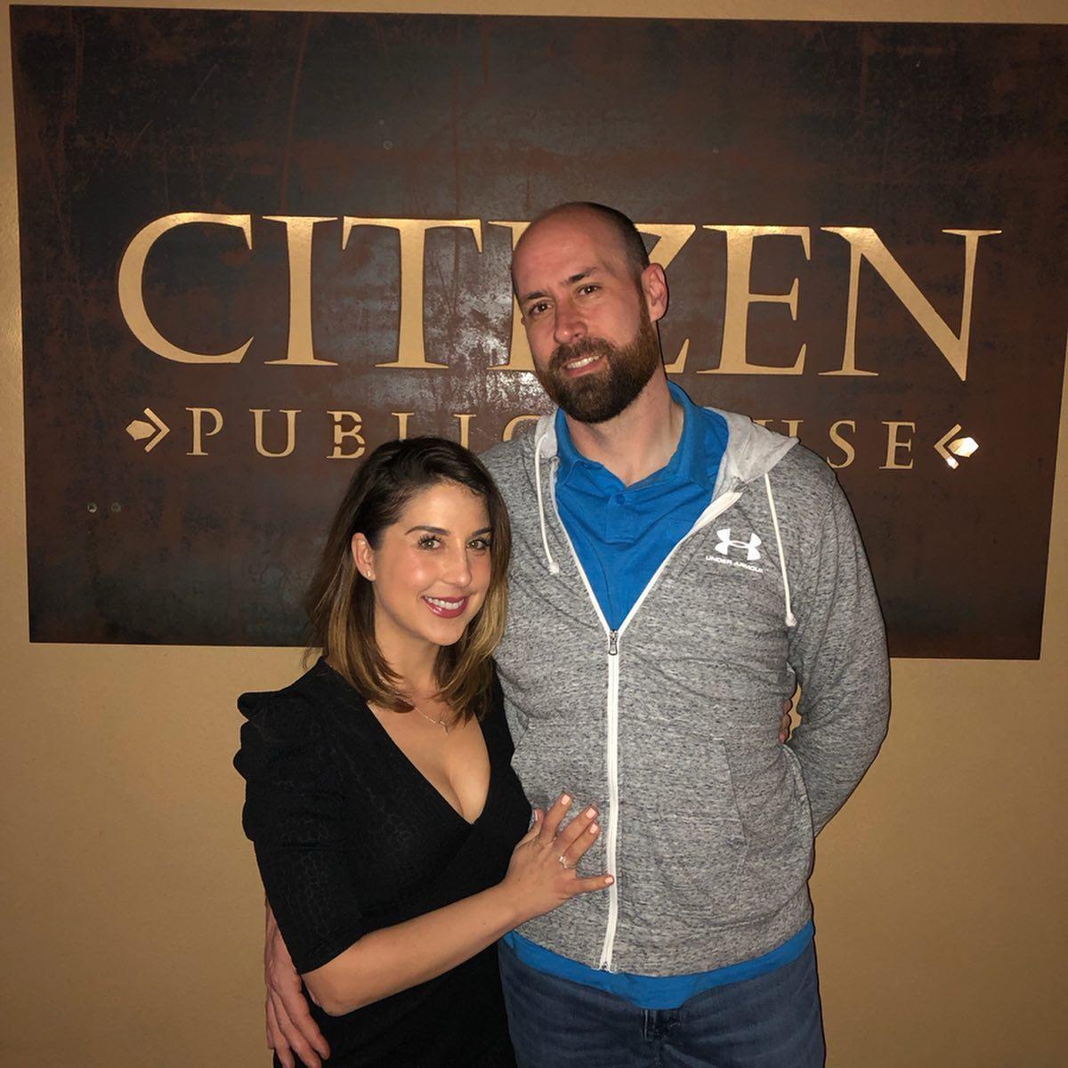 Our one year anniversary at the location of our first date.