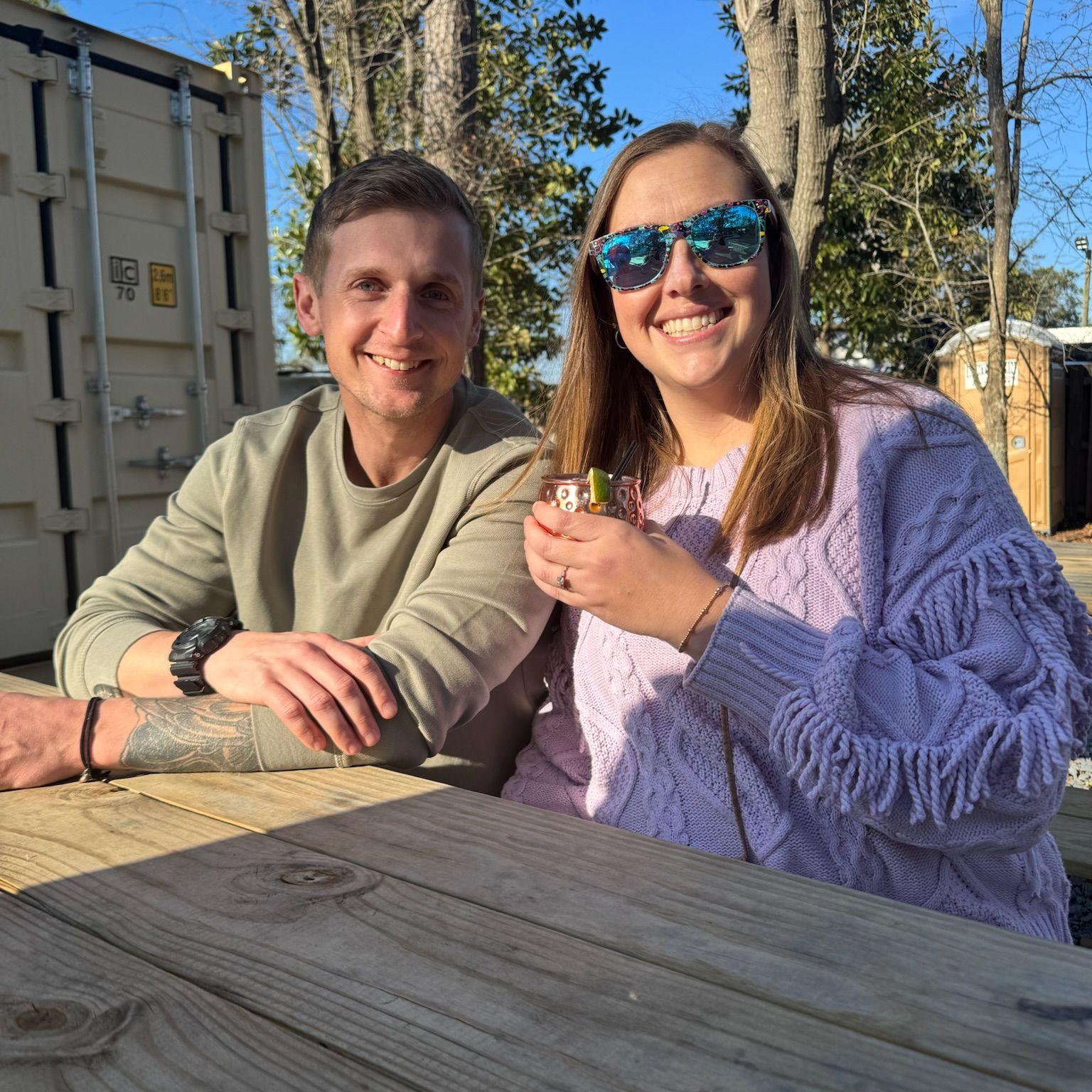Showing off the ring after the proposal!