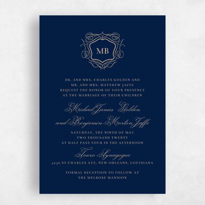 Navy, Blue Wedding Invitation - Griffin Stamp