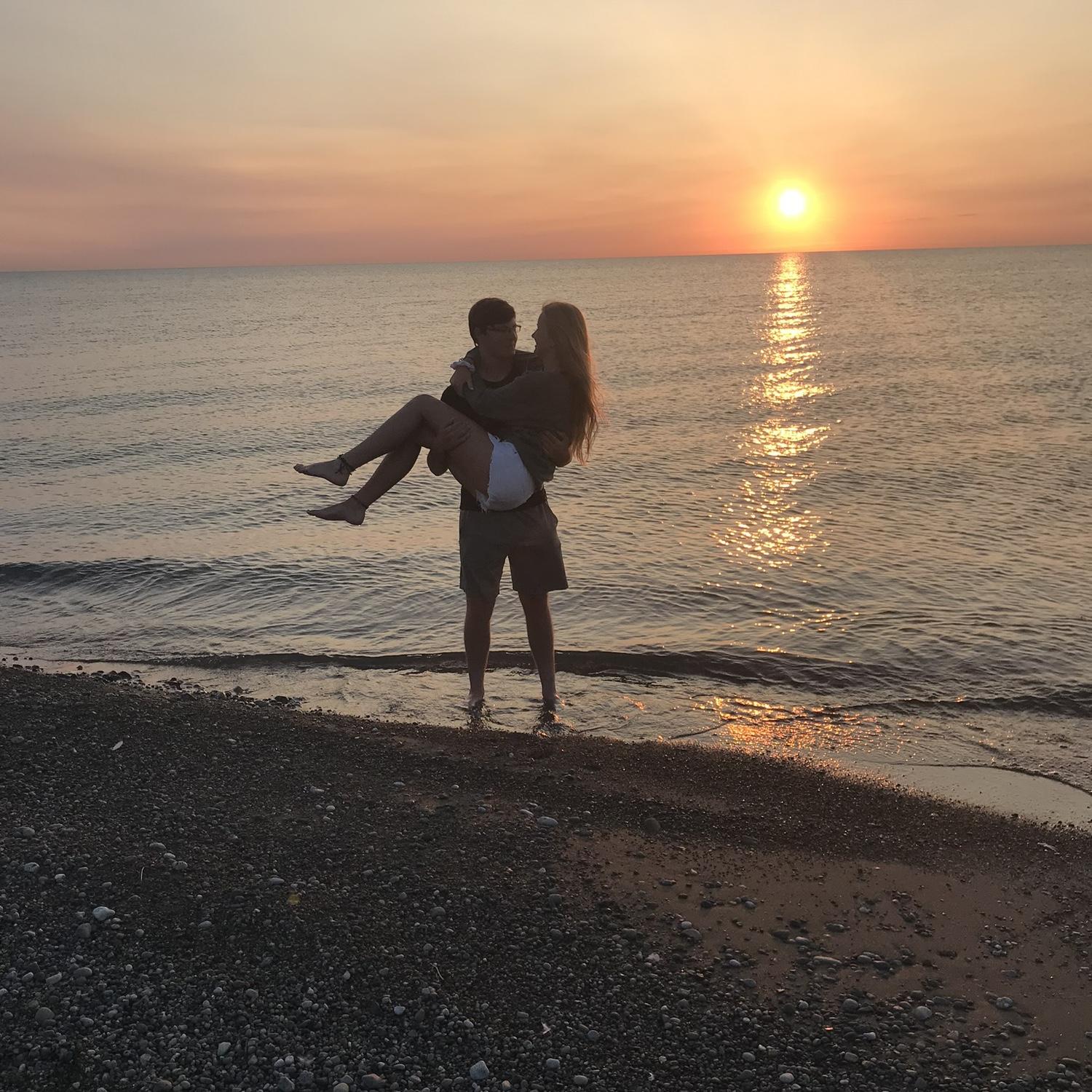 Watched the sunrise together at Lake Michigan - accompanied by Claire and Franco