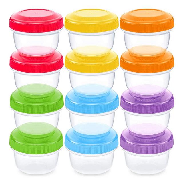 WeeSprout Leakproof Baby Food Storage - 12 Container Set, Small Plastic Containers with Lids, Lock in Freshness, Nutrients, & Flavor, Freezer & Dishwasher Friendly, 4oz Snack Container