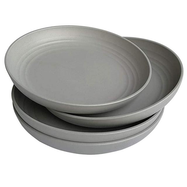 4pcs/8.8inch Dishwasher & Microwave Safe Dinner Plates - Lightweight & Unbreakable,Non-toxin, BPA free and Healthy for Kids Children Toddler & Adult (grey)