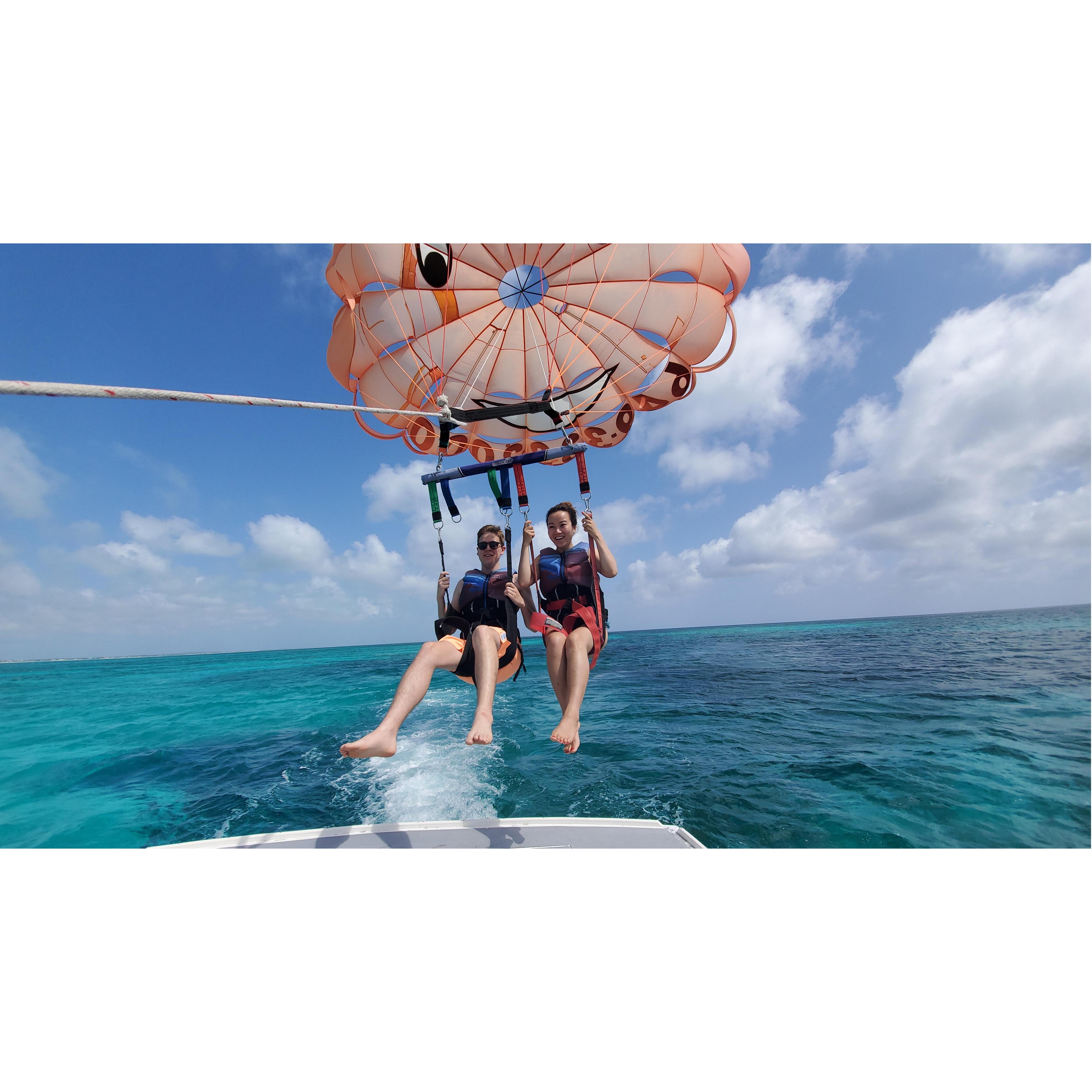 Turks and Caicos - our first trip since the pandemic started, which was very much needed. You can barely tell Sarah is afraid of heights, but by the end Chris thought his hand would fall off.