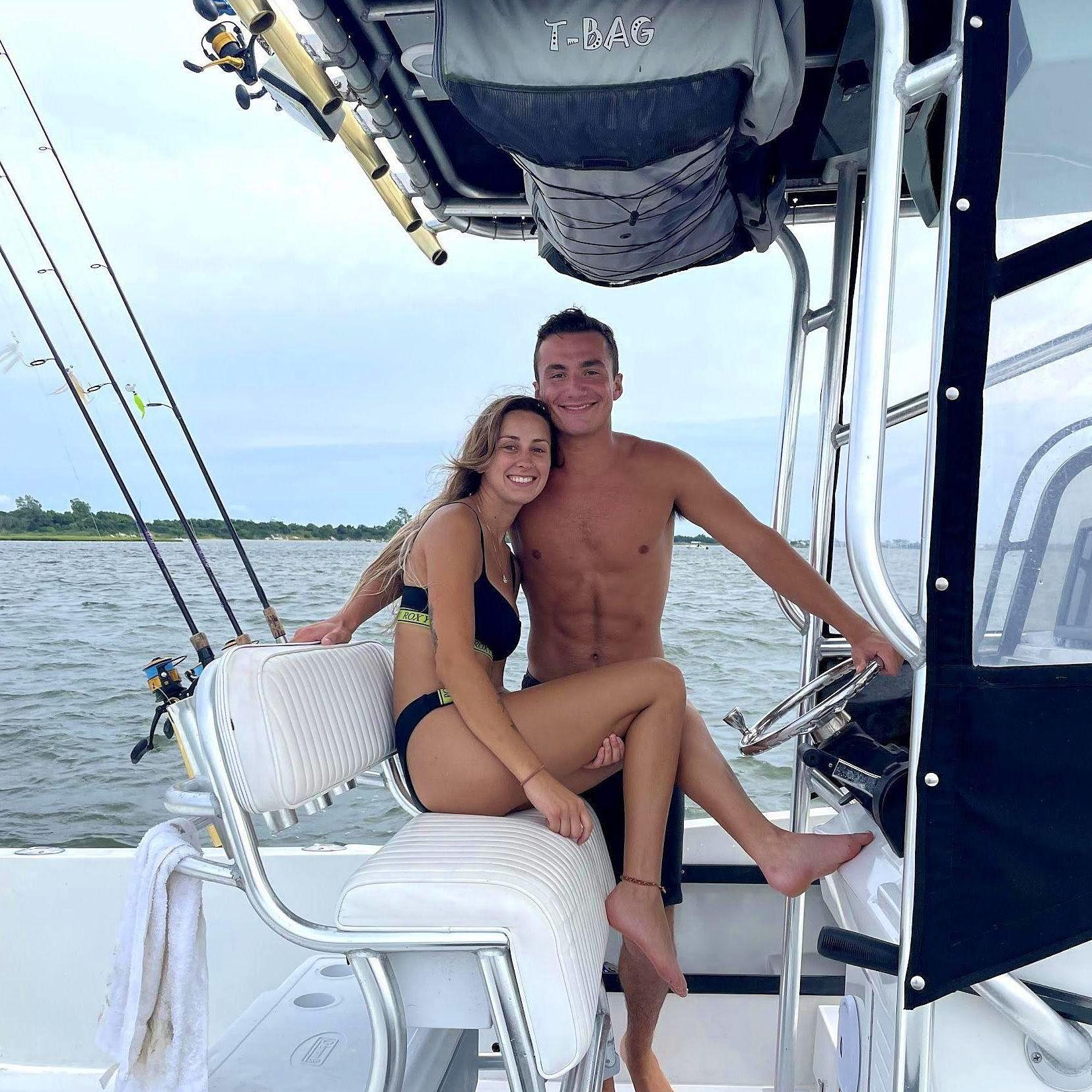 Julia's first ride on the boat.