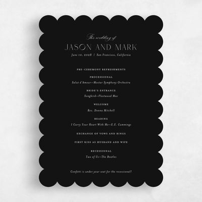 Black Scalloped Wedding Program - Galiena