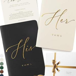 ARTESORI Premium Wedding Vow Book for Her & Him, Soft Touch, Gold Foil, 28 Lined Pages, Wedding Vow Books His and Hers, Wedding Essentials, Wedding Registry Ideas, His and Hers Gifts [Ivory & Black]