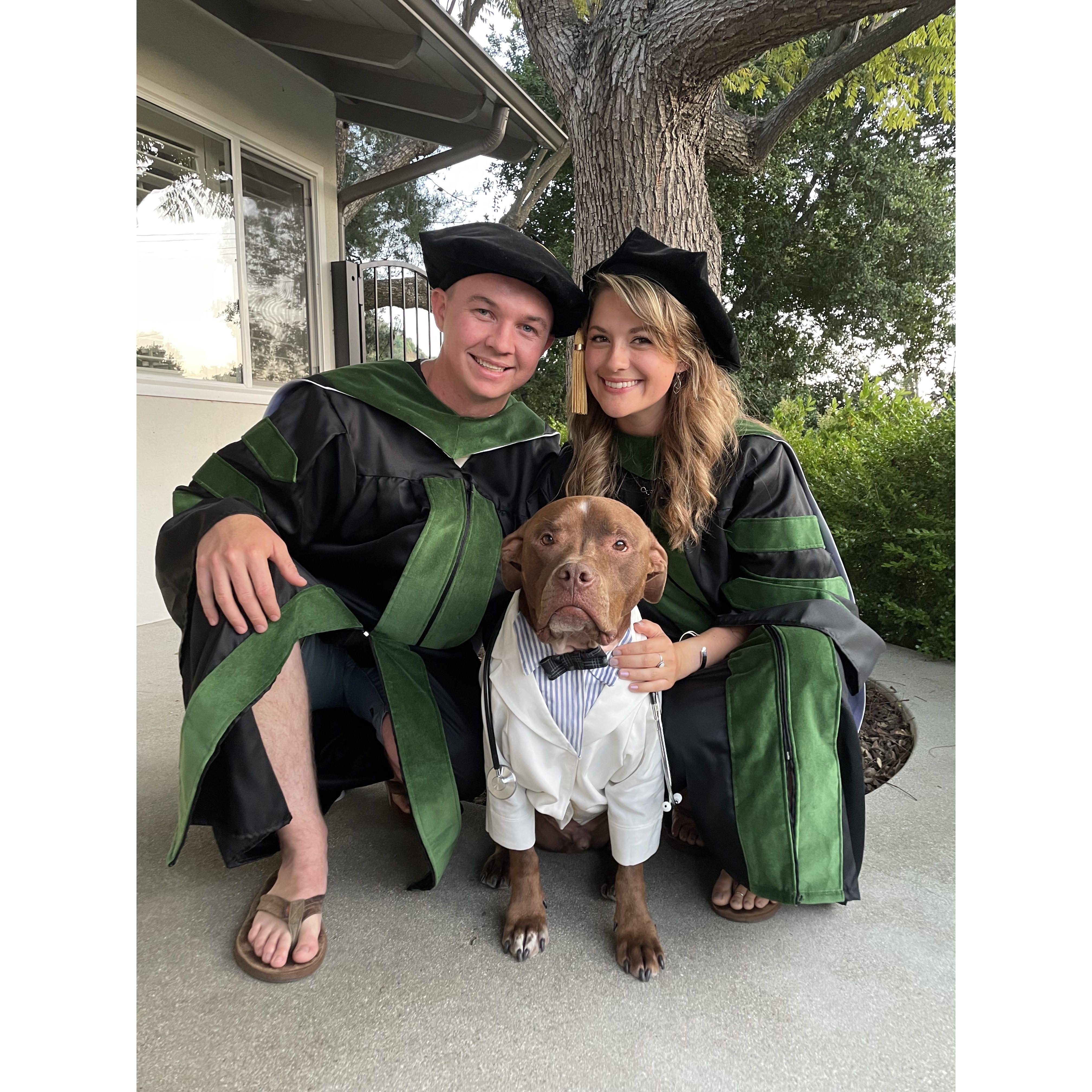 Med school graduation 2023. Please enjoy the star of this photo - Fred the Dogtor.