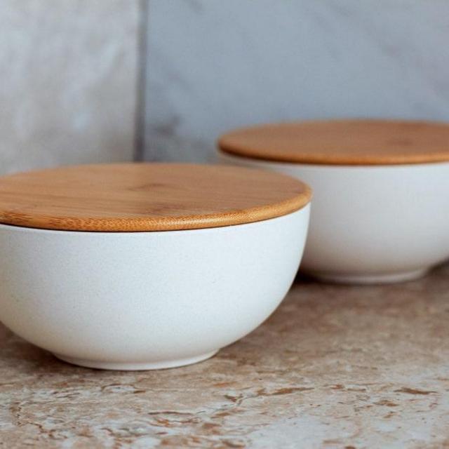 Kitchen Storage Bowls with Bamboo Lids, Sustainable Reusable Eco Friendly Food Containers