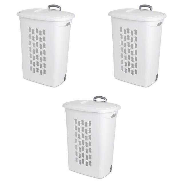 Sterilite Plastic Ultra™ Wheeled Hamper White Set of 2