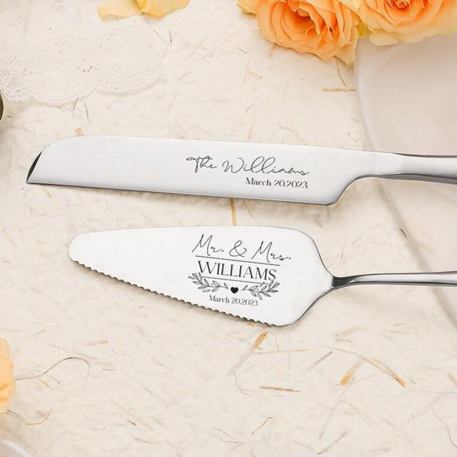 Personalized Wedding Cake Cutting Set, Wedding Shower Gift For Bride, Cake Decorations, Engraved Cake Cutter Serving Set, Gift for Couples