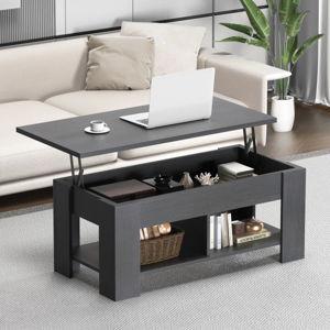 Lift Top Extendable Coffee Table With Storage - Black