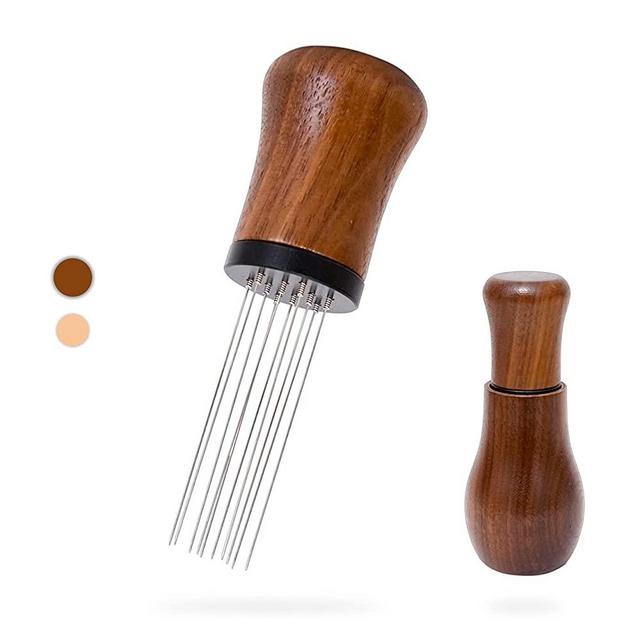 Woouch WDT Tool, Espresso distribution Tools,10 Needles 0.35mm Espresso Coffee Stirrer, Nature Wood Handle with Stand (Walnut)
