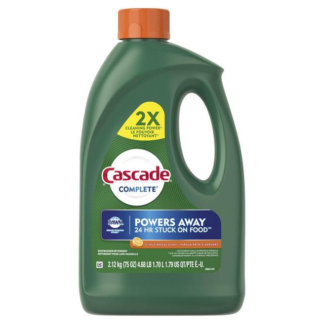 Cascade Complete Dishwasher Detergent Gel with Dawn Grease Fighting Power - Citrus Breeze Scent - 75oz
