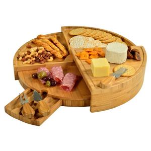 Picnic at Ascot Vienna Multi Level Bamboo Board for Cheese & Appetizers - 18" Diameter - USA Patented & Quality Assured