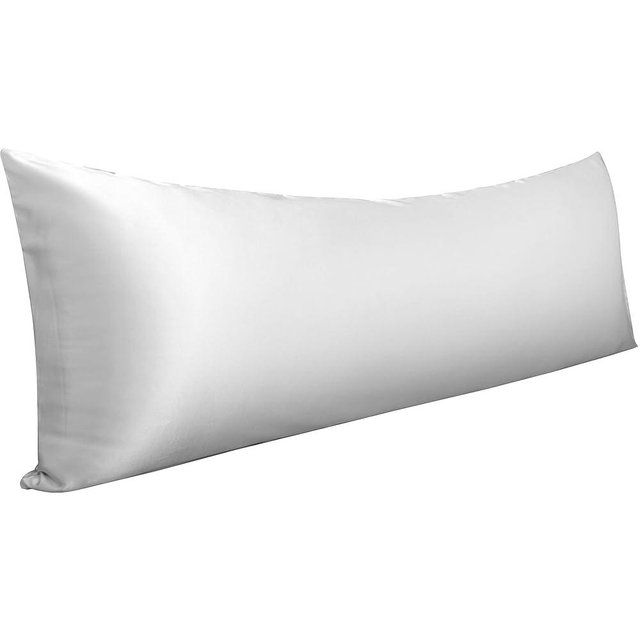 NTBAY Satin Body Pillowcase for Hair and Skin, Luxurious and Silky Pillow case with Envelope Closure, 20x54 Inches, Silver Grey