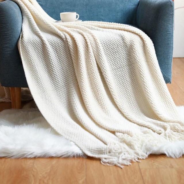 Cream Bubble Knit Throw