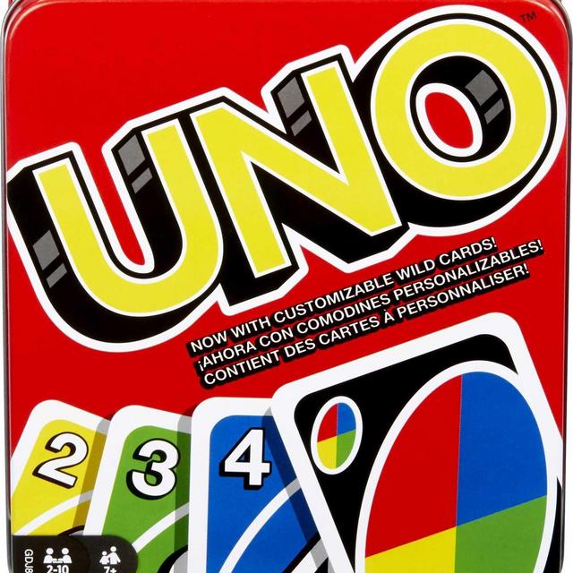 UNO Family Card Game, with 112 Cards in a Sturdy Storage Tin, Travel-Friendly, Makes a Great Gift for 7 Year Olds and Up​ [Amazon Exclusive]