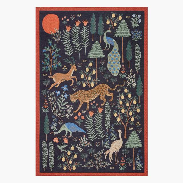 Les Fauves Black Power-Loomed Rug - 2'3" x 5"