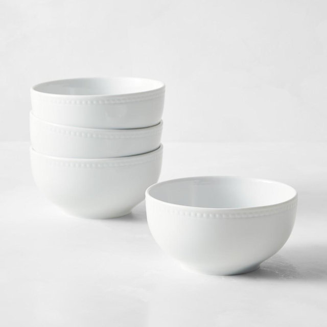 Apilco Beaded Hemstitch Porcelain Cereal Bowls, Set of 8