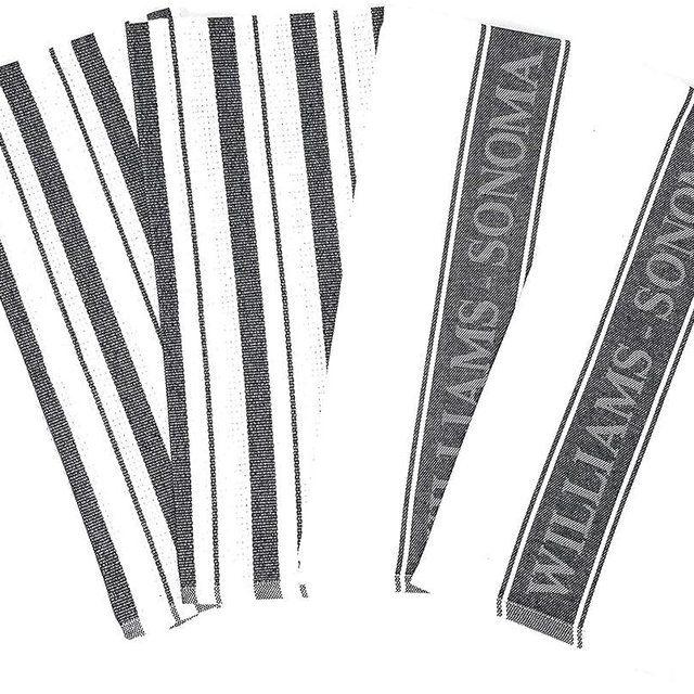 Williams-Sonoma Classic Striped Towels Set & Logo Towels Set - 4 Pack (Black)